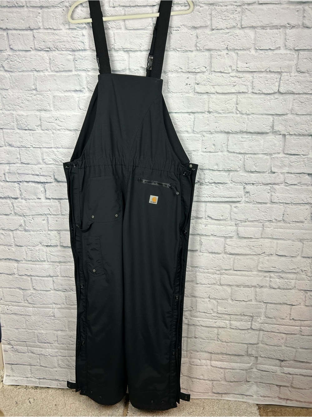 Carhartt Storm Defender Bib Overalls Men’s L Short Black Waterproof 100325 - Picture 11 of 13